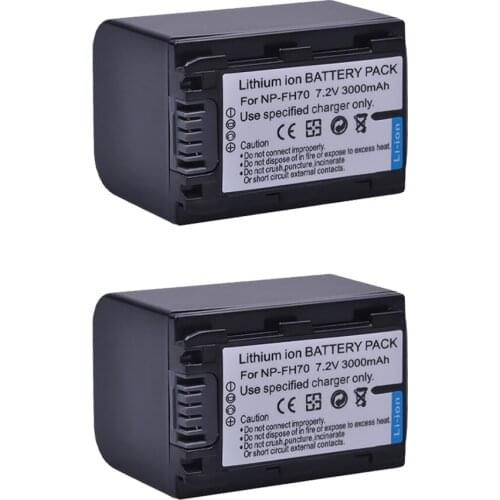 Batmax 2Pcs 7.2V 3000mAh NP-FH70 NP FH70 NPFH70 Camera Battery for SONY HDR-CX12E,HDR-CX7E,HDR-SR10E,HDR-SR12E/SR11E,HDR-SR5E