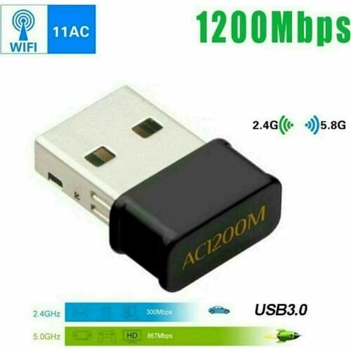 Wireless Lan USB PC WiFi Adapter Network 802.11AC 1200Mbps Dual Band 2.4G/5G High Speed Network Card for Laptop Desktop PC