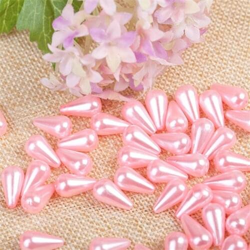 50pcs ABS Water Drop Imitation Pearls Beads 8x15mm White Spacers Bead with Holes DIY Bracelet Earrings Jewelry Making Accessorie