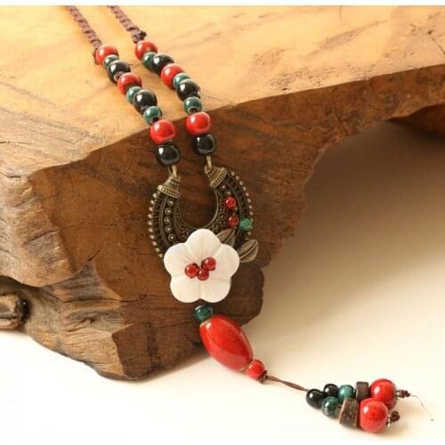 Long Rope Chain Necklaces Ceramic Beads Tassel Pendants Jewelry For Women Charm Chokers Necklace Sweater Accessories Men Jewelry