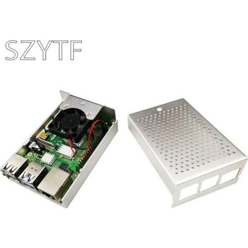 Raspberry pi 4 B aluminum alloy case heat sink metal case contains fan