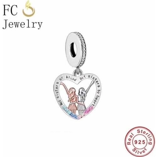 FC Jewelry Fit Original Charm Bracelet 925 Silver Not Sisters By Blood But Sisters By Heart Bead For Making Women Berloque 2021