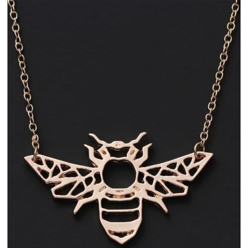 Geometric Bee Necklace Origami Honey Bee Pendant Bug Necklace & Pendants Party Accessories