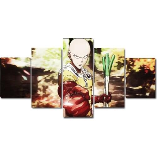 Hero of Saitama Digital Anime One Punch Man Canvas Wall Art Poster,No Frame,5Pcs