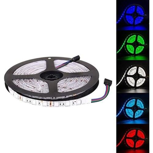5m Flexible LED Strip Lights 300 Units SMD 5050 LEDs rgb Strips Waterproof 12 Volt Pack of 16.4ft/5m for Holiday decoration