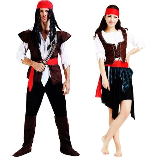 Halloween male captain jack sparrow costume pirates of the caribbean cosplay pirate costumes for women woman female men adult