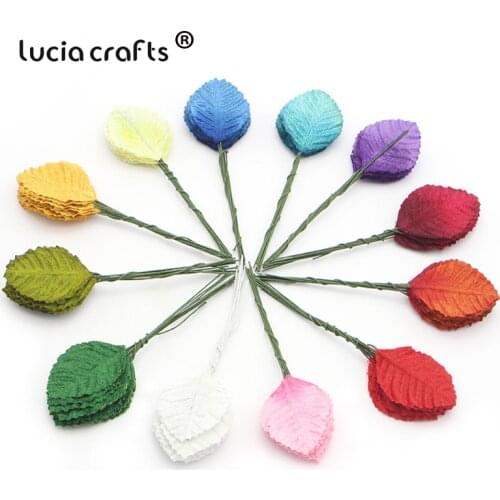 Lucia crafts 50pcs/100pcs Artificial Leaves Florist DIY Home Party Wreath Wedding Decor Scrapbooking Craft Fake Flower A0703