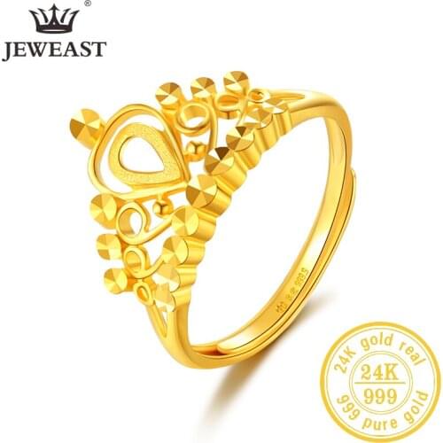 JLZB 24K Pure Gold Ring Real AU 999 Solid Gold Rings Elegant Shiny Beautiful Upscale Trendy Classic Jewelry Hot Sell New 2020
