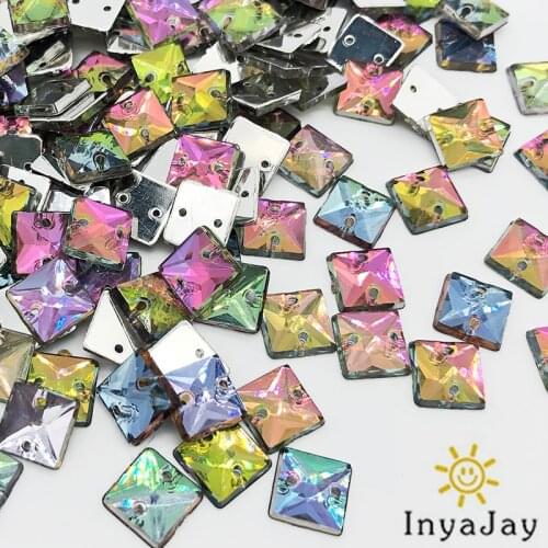 Inyajay 100pcs Square Shape Loose Sew-on Rhinestones Stones Apparel Bags Shoes Sewing Accessories For DIY Clothes Crafts 8mm