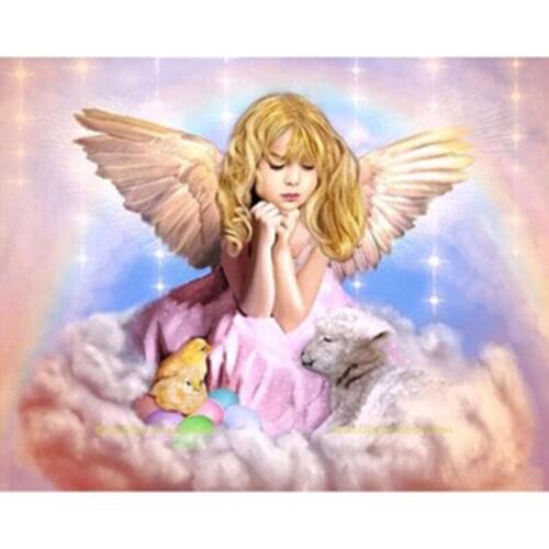 Full Square/Round drill Diamond painting 5D DIY Diamond embroidery Cross stitch angel with flower Diamond mosaic Rhinestone