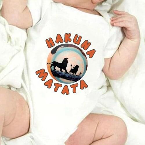 New Toddler Jumpsuit Cute The Lion King HAKUNA MATATA Printed Short Sleeve Summer Infant Bodysuits Baby Girl Boy Clothes