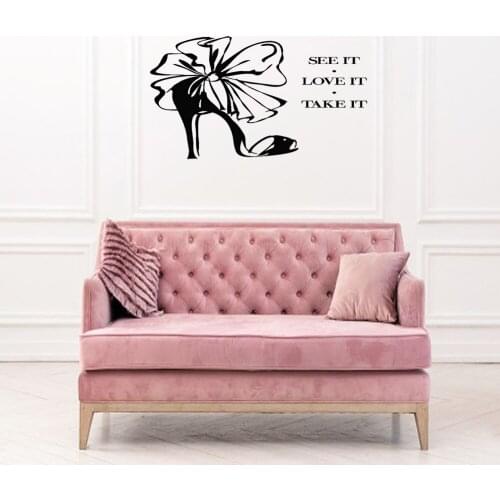 Beautiful High Heels Wall Sticker Quote Wall Decal Home Decoration For Shop Beauty Studio Revocable Vinyl Mural DW10836