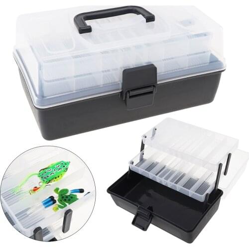 3 Layers Portable 30 x 18 x 15cm Multifunctional Fishing Lure Reel Tools Box Durable Plastic Big Fishing Tackle Box