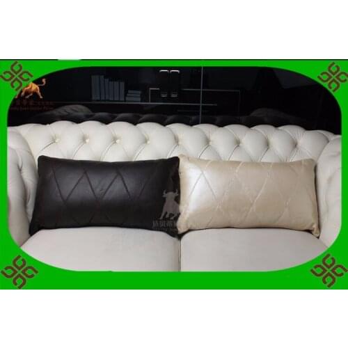 Fashionable art pillow 100% natural genuine cowhide leather neck pillow