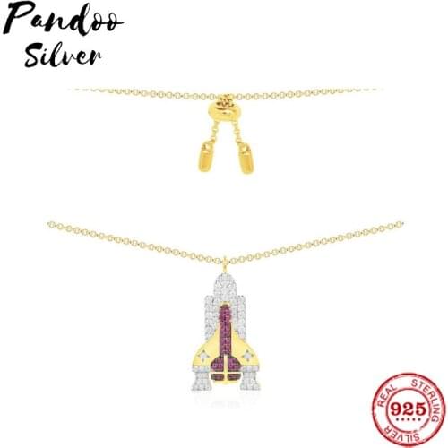 Fashion Charm Sterling Silver Copy 1:1 Copy,AdjustableMulti-Colour Spaceship Necklace Women 2021 Jewelry Gift With Logo
