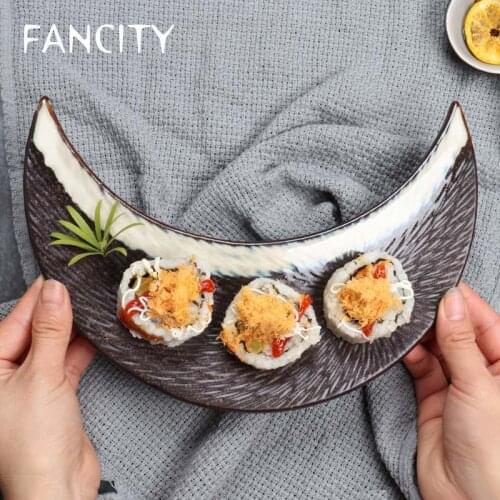 FANCITY Creative personality Japanese style and special-shaped ceramic sushi plate