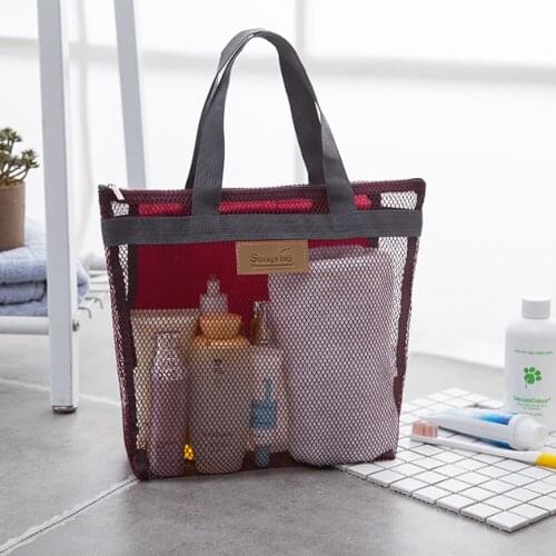 New Fashion Travel Toiletries Storage Bag Solid Mesh Zipper Handbag Cosmetic Wash Storage Bag Makeup Bag