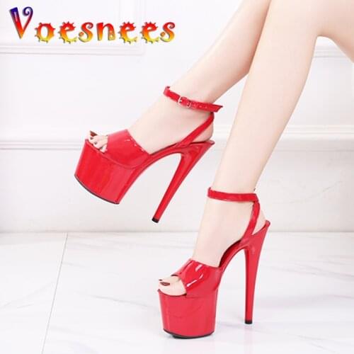 Voesnees New 2021 Gladiator Women Sexy Model Shoes Stripper High Heels Female Sandals Platform Cross-tied Ankle Strap Adult Shoe