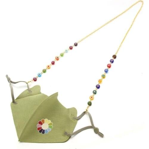 Face Mask Holder Lanyard Eyeglass Colored Flower Glass Beaded Chain Necklace F3MD