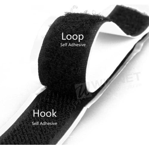 1'' High Quality 25mm 2 Meters Black White Backing Self Adhesive Hook Loop Super Sticky Fastener Tape DIY Sewing Accessories