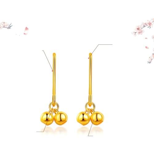 BTSS 24K Pure Gold Earring Real AU 999 Solid Gold Earrings Good Hollow Ball Tassel Upscale Trendy Fine Jewelry Hot Sell New 2020