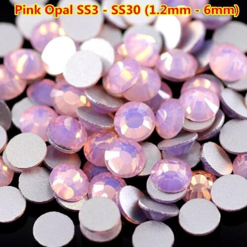 Free Shipping Pink Opal Rhinestones ss3-ss30 1440 pcs Glue On Non Hotfix Flatback Bead Glass Cristals Nail Art DIY decorations