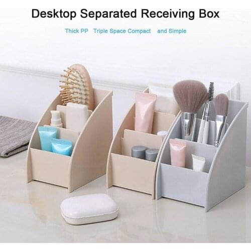 Trapezoidal Storage Box Creative Living Room Desk Top Compartment Organize Cosmetic Box Three Storage Plastic A2O1