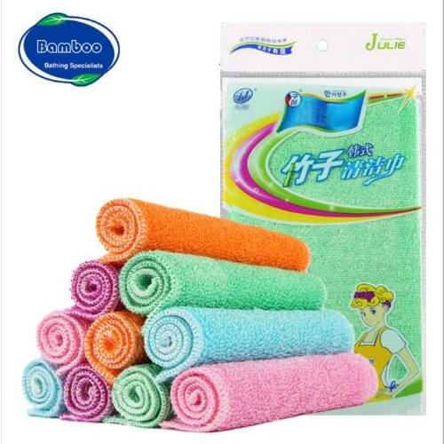 Top Quality Bamboo Fiber Cleaning Cloth Bamboo Clean Towel Dishcloth Efficient ANTI-GREASY Magic Wash Cloth Kitchen Scouring Pad
