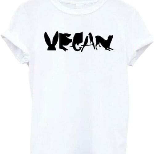 Funny T Shirt for Lady Girl Top Tee Hipster Tumblr Grunge Goth Shirt Vegan Spelled with Animals Print Women Tshirt