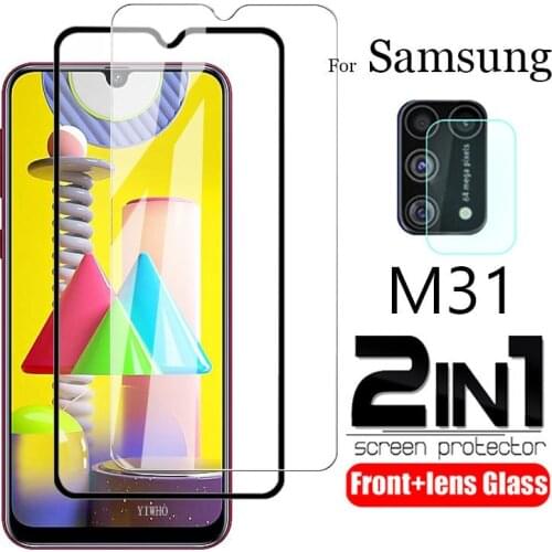 2-in-1 for Samsung M31 Protective Glass Camera Protector for Samsung Galaxy M 31 SM-M315F/DS DSN 6.4'' Phone Screen Lens Film