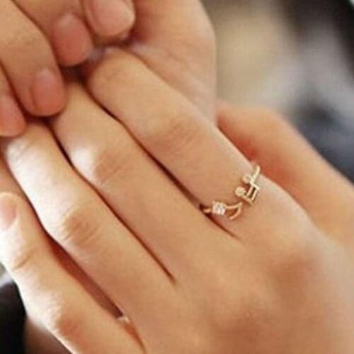 1 pc 2021 Newest Listed Music Note Ring Adjustable Knuckle Ring Wrap Ring Gold/Silver 2 Colors Free Collocation
