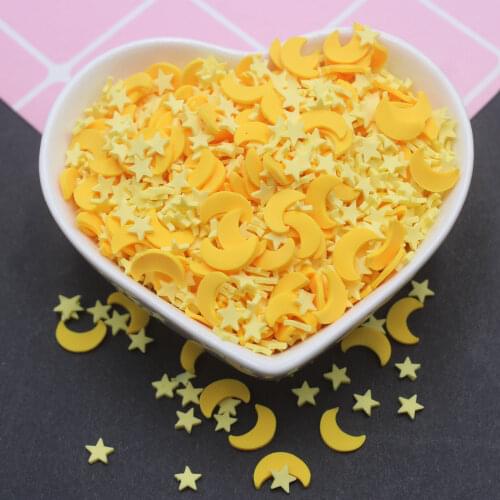 100g/lot Yellow Star Moon Slices Polymer Clay Star Soft Pottery for Toys Decoration DIY Crafts Filler Accessories