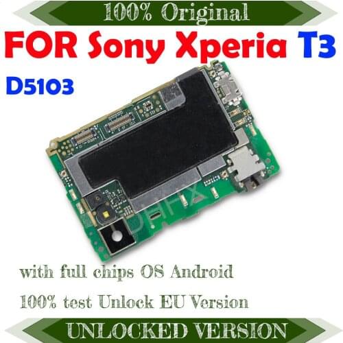 100% Original Unlocked Official Version For Sony Xperia T3 D5103 ROM 8G Logic Board with Android System Motherboard Full Chips