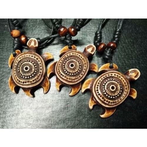 FREE SHIPPING YQTDMY 12 pcs Turtle necklace yak bone sculpture pendant imitation bone turtle item retro