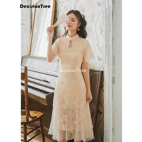 2021 lace evening dresses qipao women chinese traditional dress cheongsam gown qipao chinese dress elegant lady party dress