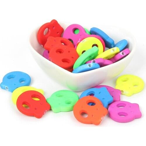 50 pcs Mixed Skull Rubber Acrylic Beads Charm Loose Spacer Beads For Jewelry Making DIY Needlework Bracelet Accessories