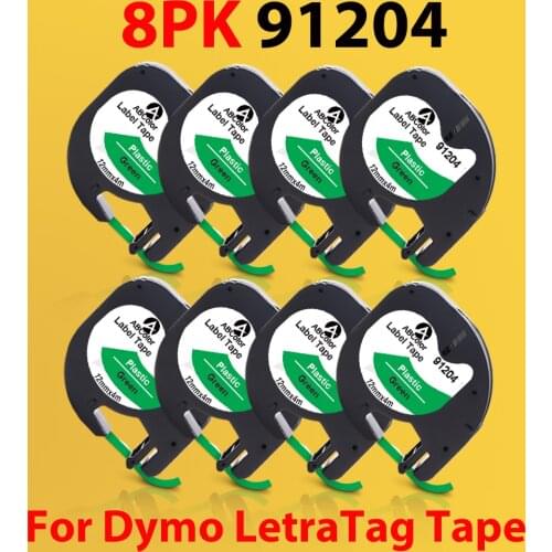 8PK/2PK 91204 91224 91334 Replace for Dymo LetraTag LT 91204 12mm Label Tape Black on Green For Dymo LT100H 100T QX50 2000 XR