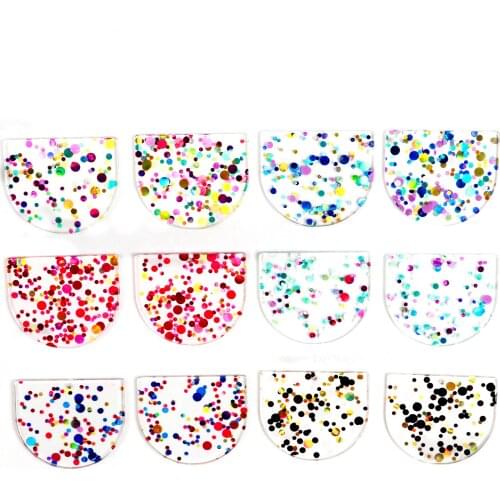 Acrylic Earrings Charm,Acrylic Special D Shaped Pendants,Boho Earring Parts ,35x30mm,ACE-210