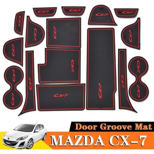 16pcs Car 3D Rubber Mat Non-Slip Interior Cup Pad Door Groove Mat For Mazda CX-7 CX7 CX 7 Car Door Mat Auto Accessories Styling
