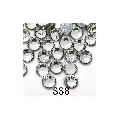 Free shipping 1440pcs/lot ss8 crystal color non hotfix flat back Rhinestones perfect for nail laptop cellphone art DIY