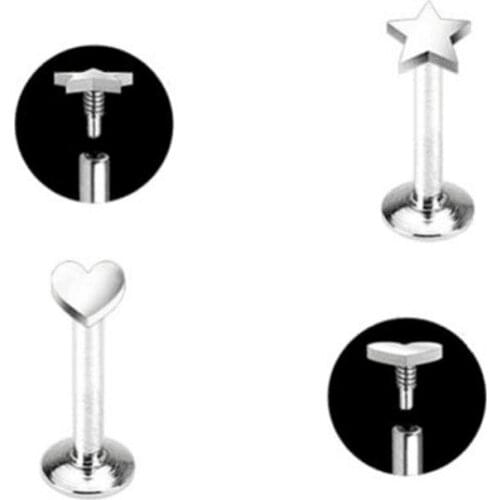 Free shippment 50pcs Body Jewelry 16G Surgical steel Lip Bar piercing labret ring Ear Helix Cartilage Stud Heart Star Anchor NEW