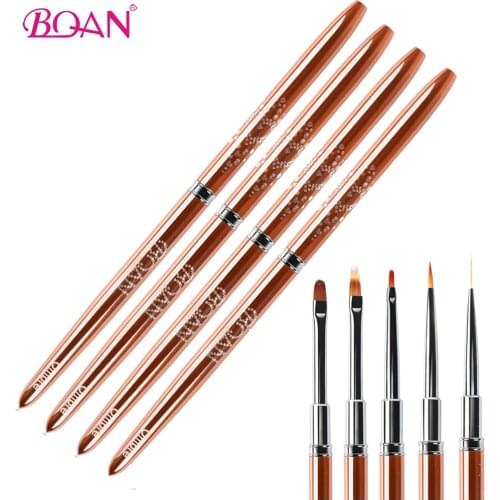 BQAN Rose Gold UV Gel Brush Liner Painting Brush Lines Liner Drawing Nail Brushes Nails Pen Manicure Nail Art Extension Tools