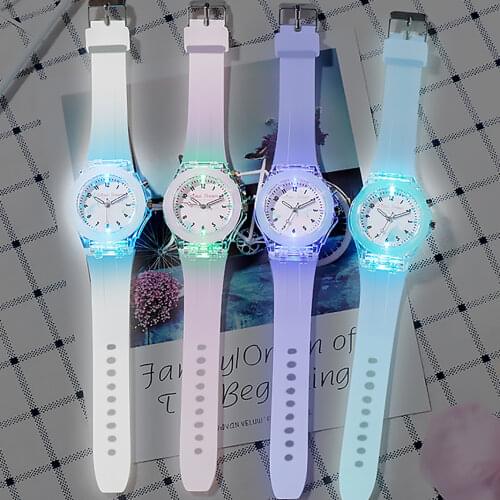 Kids Watches Flash Luminous Silicone Personality Quartz Pointer Children Wrist Watches For Girls Boys Kids Clock Reloj Infantil