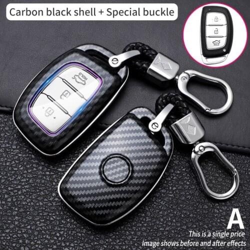 Carbon Fiber Smart Car Key Case Cover For Hyundai tucson IX25 IX35 I20 I30 I40 hb20 Santa Fe Creta Solaris accessories keychain