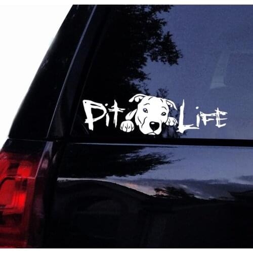 Black/Sliver Pitbull Pit Life Pitty Face Decal Car Sticker Waterproof Decals Car Styling Accessories Window Decor S665