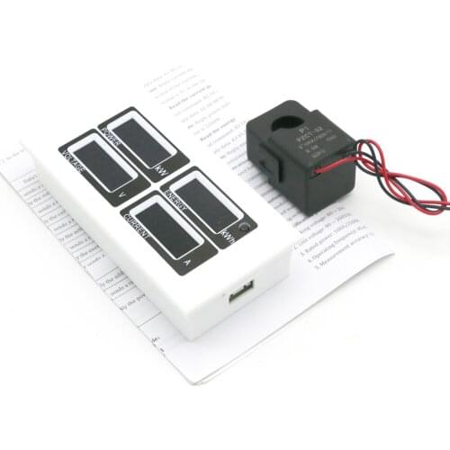 AC 110V 220V Digital 100A watt power meter volt amp Ammeter Voltmeter 80-260V with split-core CT