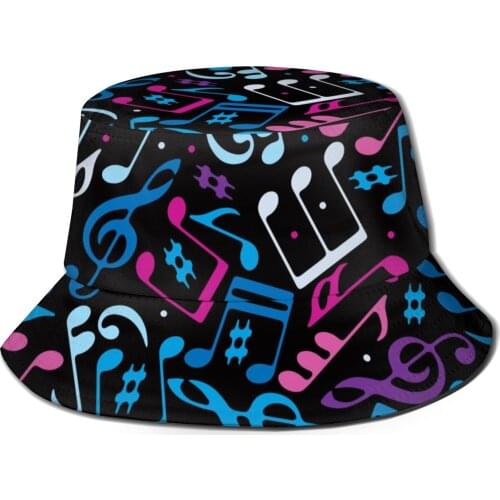 CINESSD Colorful Dotted Musical Notes Pattern. Bucket Hat Summer Hats Fisherman Hat Foldable Women Men Sunscreen Shade Caps