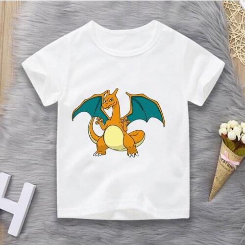 Pokemon Animecartoon T Shirts for Tees Summer Kawaii Charizard Printing Graphics Boys and Girls T-shirt Tops Casual Tees