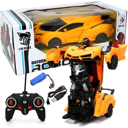 Toys for Boys Radio Control RC Car Remote Control Electric Charging One-Button Deformation Remote Control Car Robot Boy Toy Car