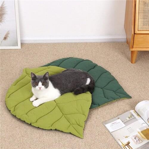 Pet Mat Leaf Shape Soft Dog Bed Mat Soft Crate Pad Machine Washable Mattress For Large Medium Small Dogs And Cats Kennel Pad